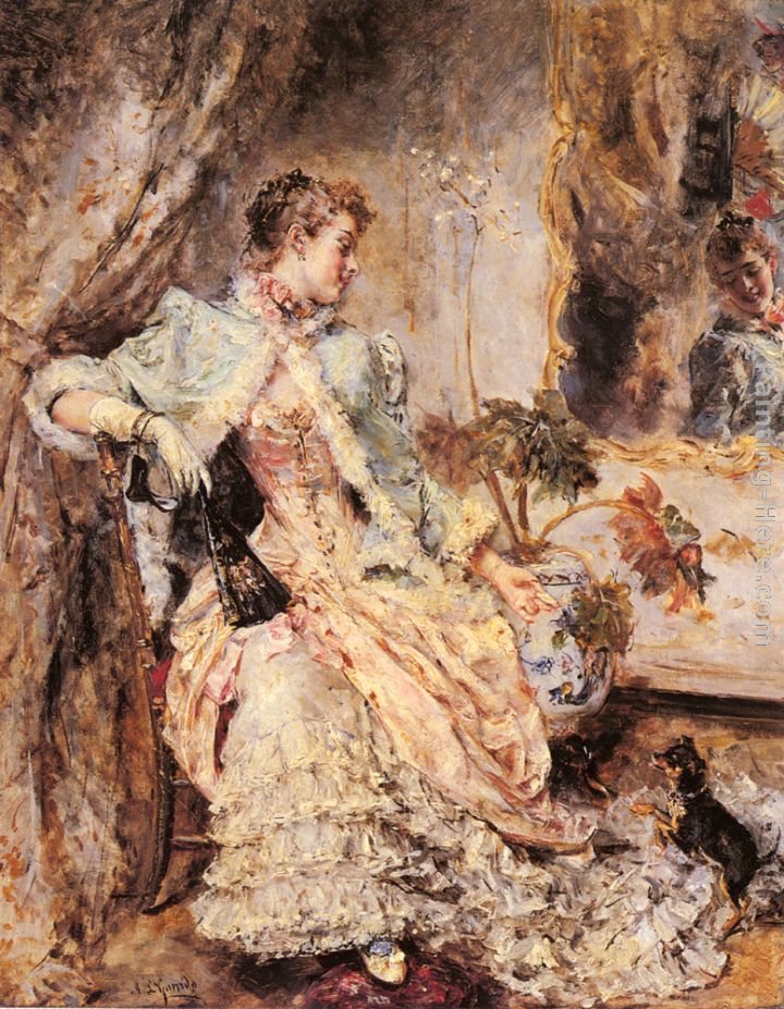 Eduardo Leon Garrido An Elegant Lady with her Dog